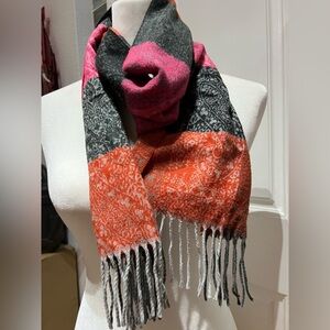 Multicolor Scarf - Hot pink, Charcoal grey